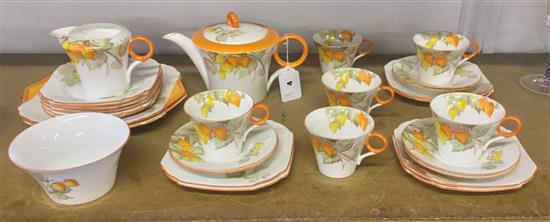 Shelley Regent shape Cape Gooseberry pattern thirty piece tea set, 1930s